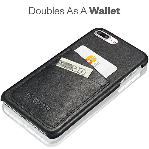 KAVAJ iPhone 8 Plus iPhone 7 Plus Case Leather "Tokyo" Black Slim-Fit Genuine Leather iPhone 8 Plus Wallet Case Leather iPhone 8 Plus Bumper Case With Business Card Holder Cover for Apple iPhone8 Plus