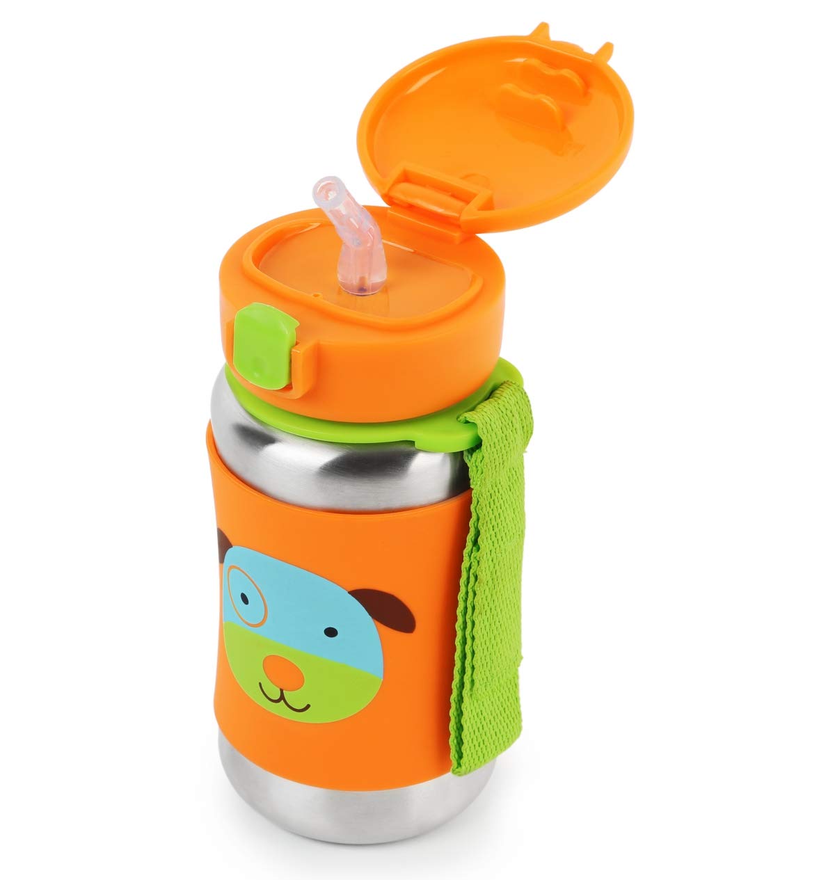 Photo 1 of **MISSING CARRYING STRAP** Skip Hop Toddler Sippy Cup with Straw, Zoo Stainless Steel Straw Bottle, Dog, 12 Oz