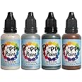 Edible Poppy Paints, Fast Drying Poppy Paint for Cake Pops, Cookies, Chocolates – Pearl, Silver , Gun Metal, Bronze ( 4Pc Pearlescent Set Kit) (30ml Each)