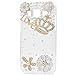 Core Prime Case,Galaxy G360 Case - Mavis's Diary 3D Handmade Bling Crystal Golden Crown Lovely Flowers with Shiny Sparkle Diamond Pearls Clear Slim Hard Cover for Samsung Galaxy Core Prime SM-G360