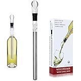 Wine Chiller, PTTECH 3 in 1 Stainless Steel Wine Bottle Cooler Stick Chiller with Aerator and Pourer for Merlot Beer Whiskey