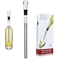 Wine Chiller, PTTECH 3 in 1 Stainless Steel Wine Bottle Cooler Stick Chiller with Aerator and Pourer for Merlot Beer…