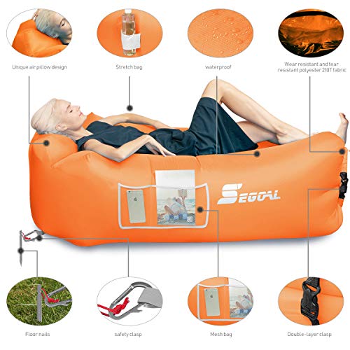 SEGOAL Inflatable Lounger Air Sofa Couch with Pillow, Portable