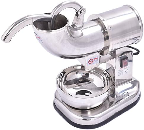 DPThouse Electric Ice Shaver Maker Crusher Snow Cone Machine Commercial 250W 440lb/h Dual Stainless Steel Blade Countertop