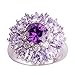 Psiroy Women's Statement Rings Fashion Jewelry 925 Sterling Silver Plated Simulated Amethyst Cluster Flower Ring Size 10