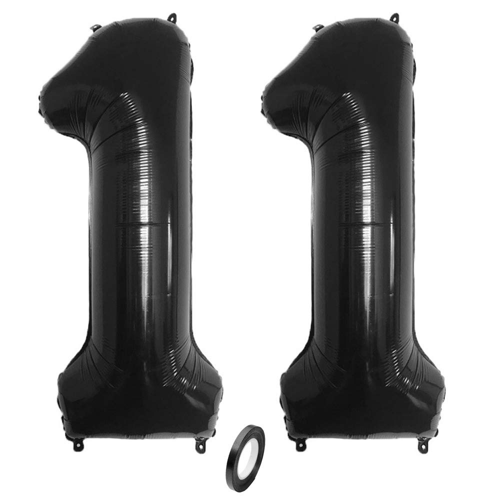 Jurxy Large Foil Mylar Balloons 40 Inch Black Number Balloons Giant Jumbo Birthday Balloons for Birthday Party Decorations –Black 11