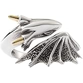 DOCCESTU Stainless Steel Dragon Ring - Cute Open Adjustable Punk Gothic Animal Vintage Jewelry Protector Flying Ring