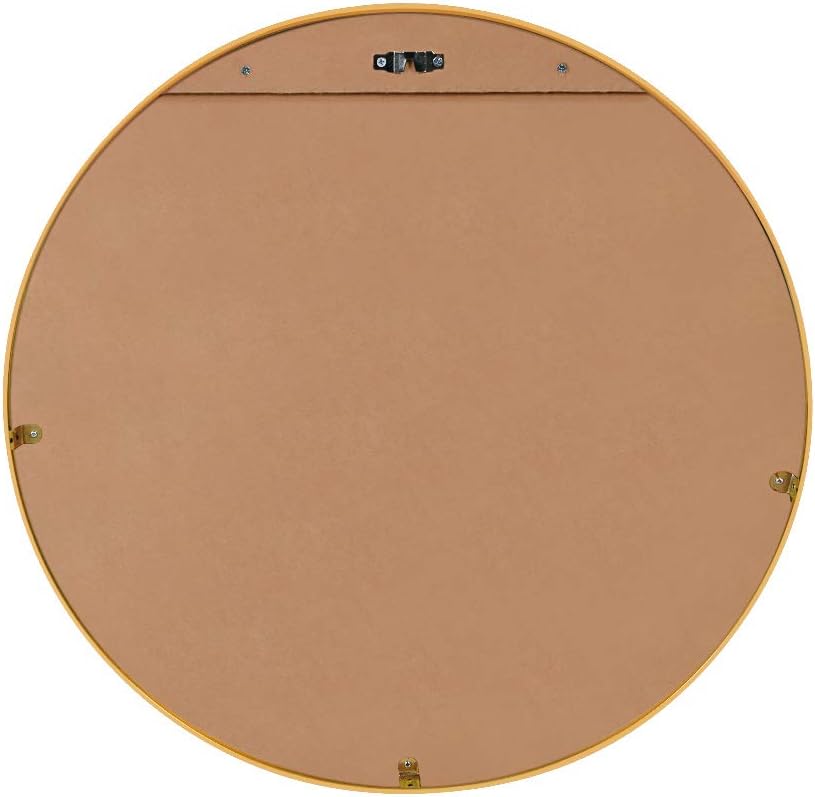 ZHUNFA Wall-Mounted Round Mirror, 19.7 Inch Gold Circle Mirror with Metal Frame for Bathroom, Living Room, Bedroom (Brushed Gold): Furniture & Decor