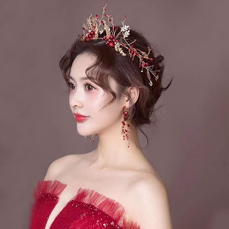 Amazon Co Jp Nosterappou 結婚式のための女性の気質ラップ頭飾り ヘアアクセサリーとイヤリングセット ヘアアクセサリー ホーム キッチン