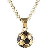 YWLI Soccer Ball Necklace Men Stainless Steel Soccer Pendant Necklace Soccer Fan Gift for Unisex Jewelry Mens Womens