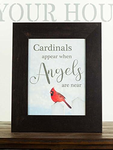 Summer Snow Cardinals Appear When Angels are Near Sympathy Red Cardinal Religious Framed Art Decor 13x16 (Espresso)