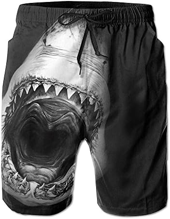 ZAPAGE Mans Fashion Boardshorts Great White Shark Mouth Open Home Shorts Quick Dry