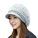 HINDAWI Women Girls Fluffy Knit Hat Crochet Winter Warm Snow Cap with Visor