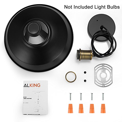 Salking Metal Industrial Pendant Light, Vintage Barn Hanging Lamp, Modern Iron Pendant Lighting, Oil Rubbed Black Finish, Ceiling Light/Dining Room Lamp - 3 Pack - Thumbnail 6