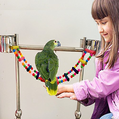 image for Bonaweite Bird Parrot Toys, Naturals Rope Colorful Step Ladder Swing B