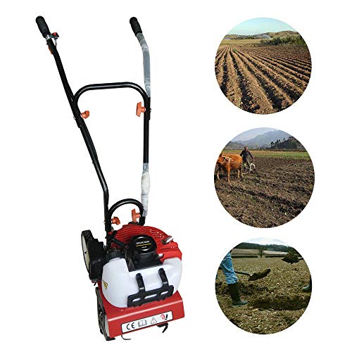 Wanlecy Upgarded Mini Garden Tiller Cultivator, 12" Wide Gas Powered 2HP 2 Stroke 52cc Engine Garden Yard Tilling Soil Tools - Thumbnail 4