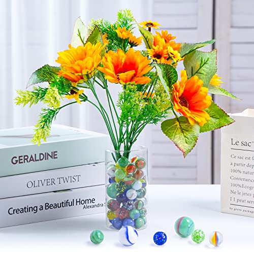 3 otters Glass Marbles Bulk, 125PCS Round Glass Beads with Marble Jar Assorted Style Kid Marbles Game Marble Run Vase Fillers