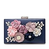 Evening Clutch Purses Women's Satin Flower Pearl Beaded Evening Handbag