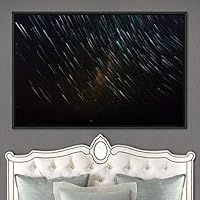Framed Canvas Wall Art Starry Sky Aerial Astronomy & Space Dramatic Global Green Photography Realism Stars - 16x24 inches