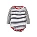 3Pcs Baby Boys Long Sleeve Stripe Romper Overalls Clothing Set with Hat (18-24 Months) Grey
