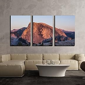 3 Piece Canvas Wall Art - Mountain Landscape,Half Dome in Yosemite National Park, California,USA - Modern Home Art Stretched and Framed Ready to Hang - 16"x24"x3 Panels