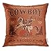 VANMI Throw Pillow Cover Western with Cowboy Sitting Rearing Horse in Retro Style Rider American Decorative Pillow Case Home Decor Square 18x18 Inches Pillowcase