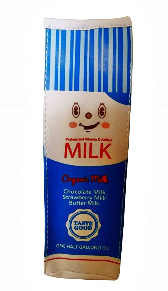 Lovelegis Pencil case - Milk Box - Zip Closure - Children - School - News - Blue - Christmas and Birthday Gift idea