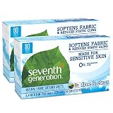 Seventh Generation Fabric Softener Sheets, Free and Clear, 80-Count (Pack of 2) Packaging May Vary