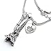 Godyce Heart Key Crown Eiffel Tower Pendant Necklace Women Gril - Stainless Steel Silvering