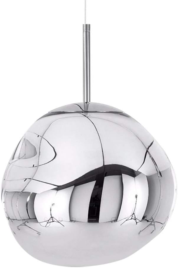 Hlidpu Modern Chandeliers Melt Pendant Lamps/Lights Glass Lava Irregular Silver/Gold/Red Copper Mirror Living Room Hanging Lamps,Silver,25cm