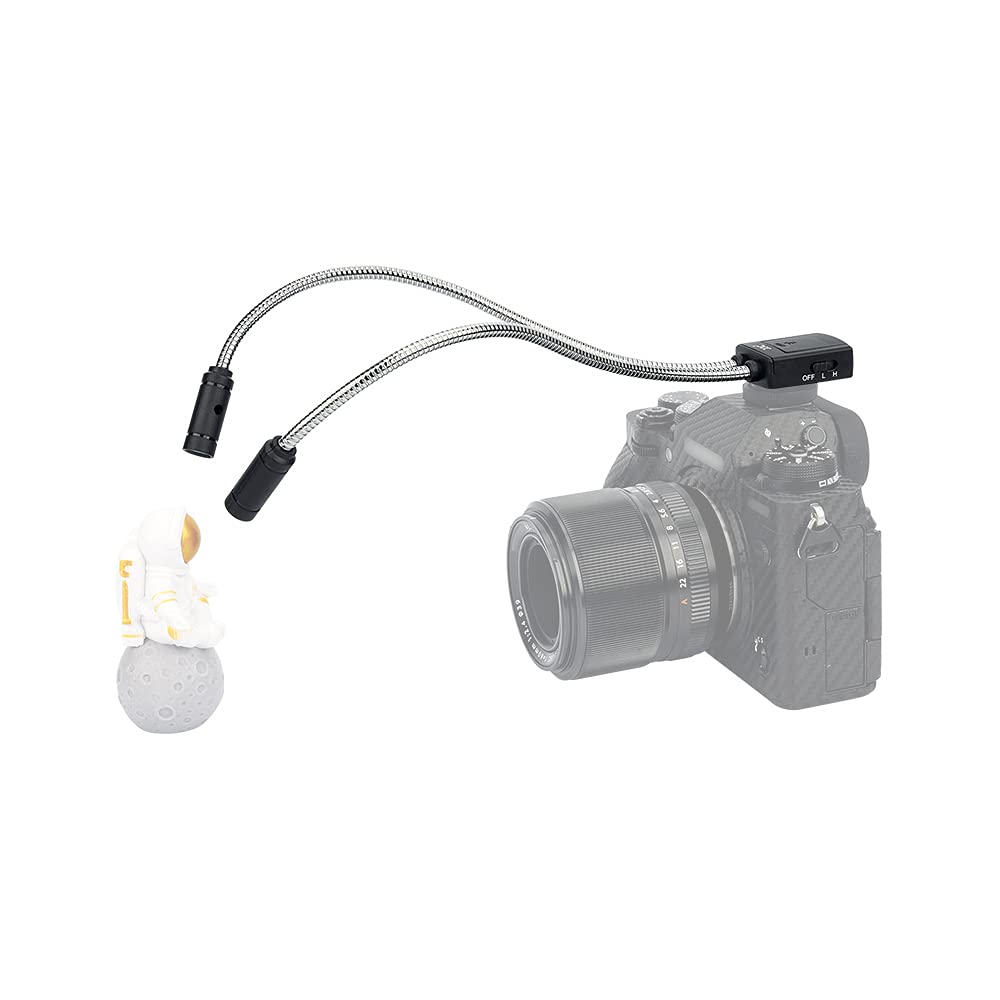 JJC Macro Arm Light, 5600K Flexible Macro LED Lamp for Nikon Canon Sony DSLR Camera, 5 Levels Adjustable Lighting Brightness Hot Shoe Mount Flash Fits Shooting Insects/Plants/Jewelry and More