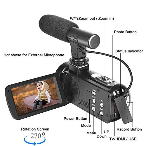 2 Camcorder+Vlogging+Microphone+Rotatable+Time+Lapse