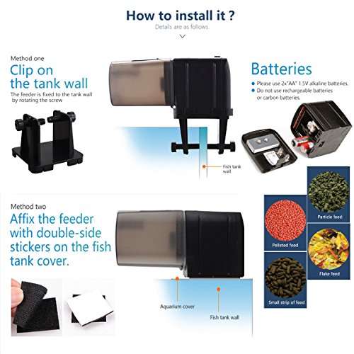 Automatic Feeders, JZMYXA Aquarium Fish Feeder Automatic Fish Feeders Auto Fish Food Timer Feeder for Fish Tank
