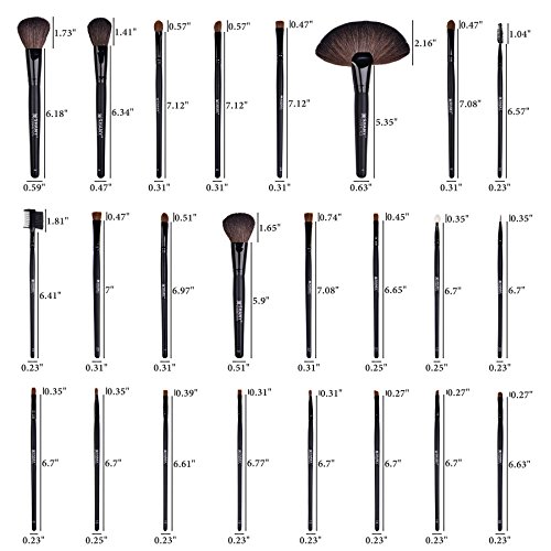 SHANY Studio Quality Natural Cosmetic Brush Set with Faux Leather Pouch, 24 Count