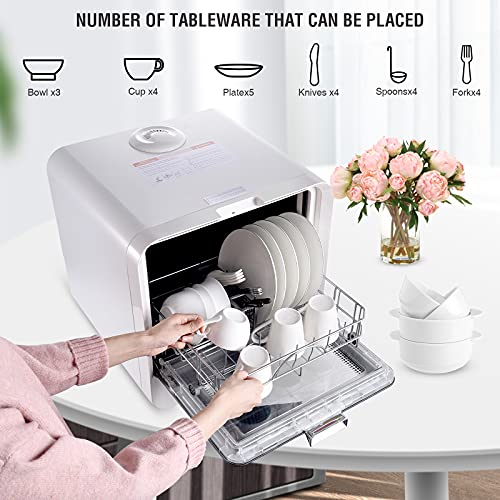 Portable Countertop Dishwasher with 4 Washing