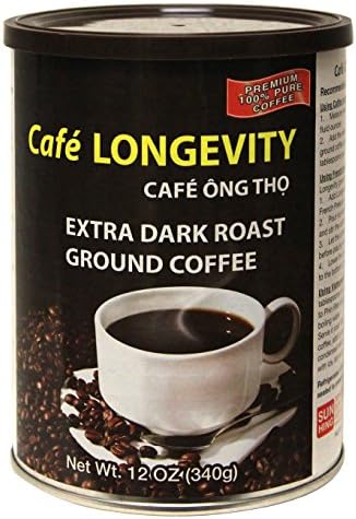 Cafe Longevity Extra dark Roast Ground Coffee 12 oz