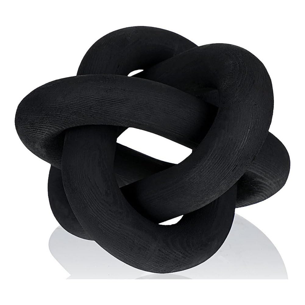 Yuemsh 1 Piece 3 Link Wood Knot Decor Hand Carved Coffee Table Decor Modern Farmhouse Shelf Decor Boho Black