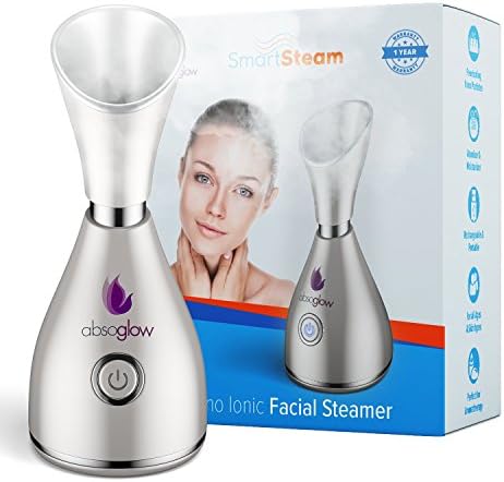 Absoglow 3-in-1 Patented Original Large Nano Ionic Facial Steamer - 30 Min Steam, Humidifier, Time Unclogs Pores Blackheads