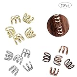 Ximimark 1 Set(15 Pcs) Dreadlock Beads Dread Hair Braid Cuff Tube Clip Adjustable Hair Rings Set,Golden,Silvery,Bronze