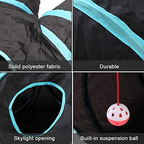 FOONEE Pet Cat Tunnel Toys 4 Way,Indoors Collapsible Cat Tunnels Tubes with Storage Bag,Large Cat Tunnel Play Toy Crinkle for Kitty, Puppy, Rabbits, Kitten, Guinea Pig Outdoor Playing