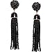 Humble Chic Lightweight Soiree Tassel Earrings - Long Beaded Fringe Drop Statement Dangles