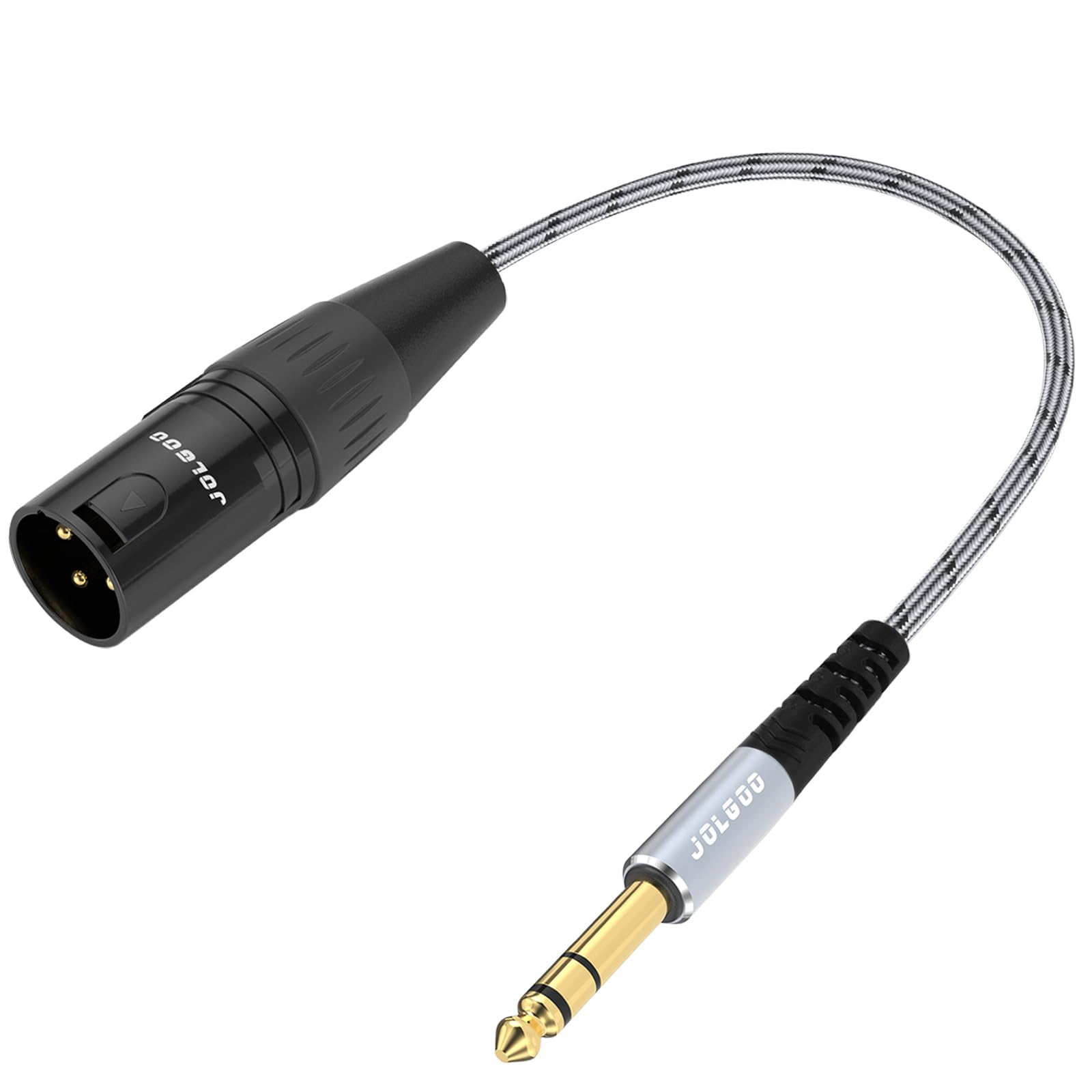 JOLGOO 1/4 Inch TRS to XLR Male Adapter Cable, Balanced 6.35mm Plug to 3-Pin XLR, Microphone Cable, 0.3 Meters