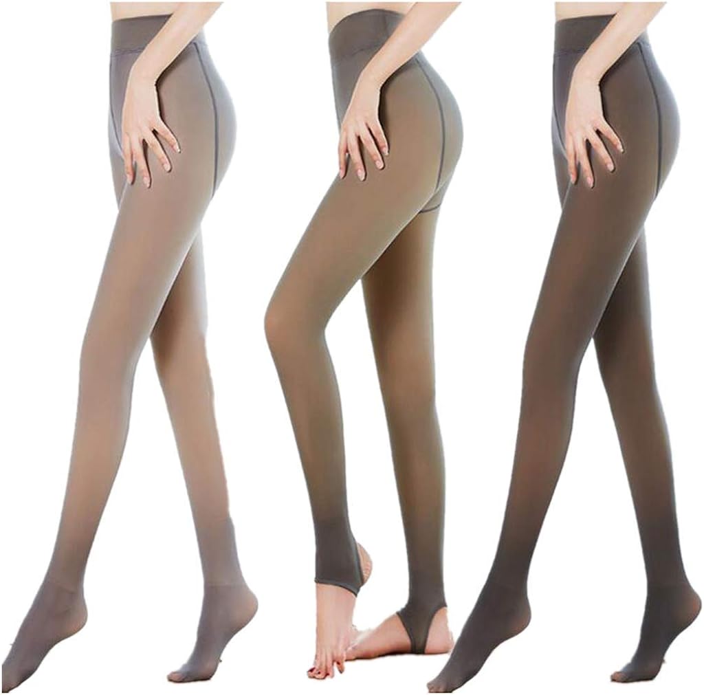 KONG JIMFAN Thermo Leggings Damen - Gefütterte Winterstrumpfhose