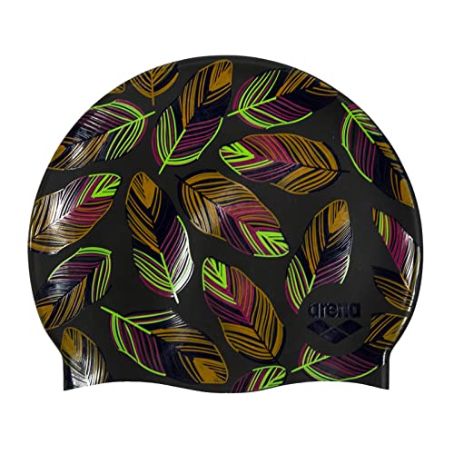 arena Print 2 Unisex Silicone Swimming Cap for Adults, Training and Racing, 100% Silicone No Crease Falling Leaves