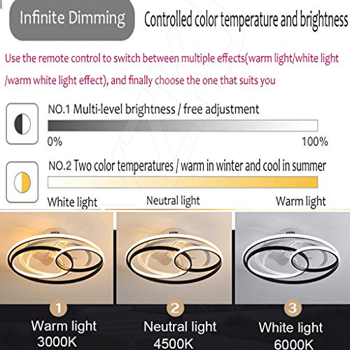 LED-plafondventilatoren Met afstandsbediening Stille Plafondlamp met verlichting Dimbare 3000K-6000K Fan kroonluchter… - Afbeelding 7