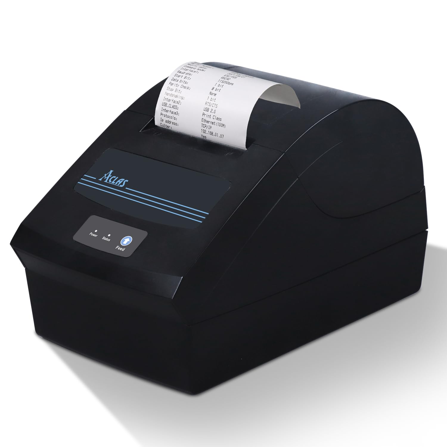 ACLAS Thermal Receipt Printer 80mm, 150mm/s POS Printer with Auto Cutter & Cash Drawer Port, USB + Serial (D9), ESC/POS Compatible for Small Business Retail (Windows Only)