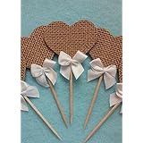 Rustic Burlap Wedding Cupcake Toppers 24 pack