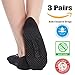 Women's No Show Low Cut Hospital Slipper Socks Great for Barre Pilates Yoga with Non Skid Grips Pack of 3, Black, One Size
