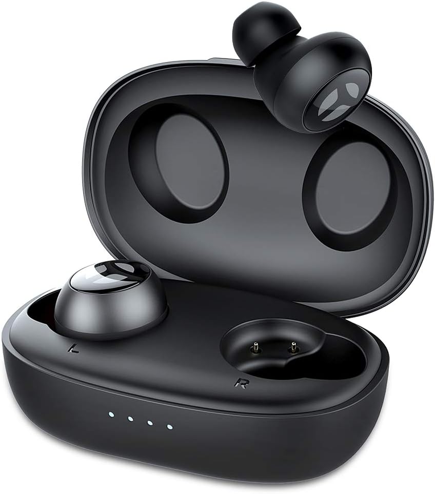 Bluetooth 5.0 HiFi 10mm Driver True Wireless Earbuds Built-in Mic, TRANYA Rimor Touch Control Sports Wireless Headphones, 25-Hour Total Playtime with Charging case