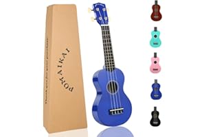 POMAIKAI Soprano Ukulele for Beginners, Ukelele 21" Beginner Instrument for Adults Wood Guitar Small (Dark blue)
